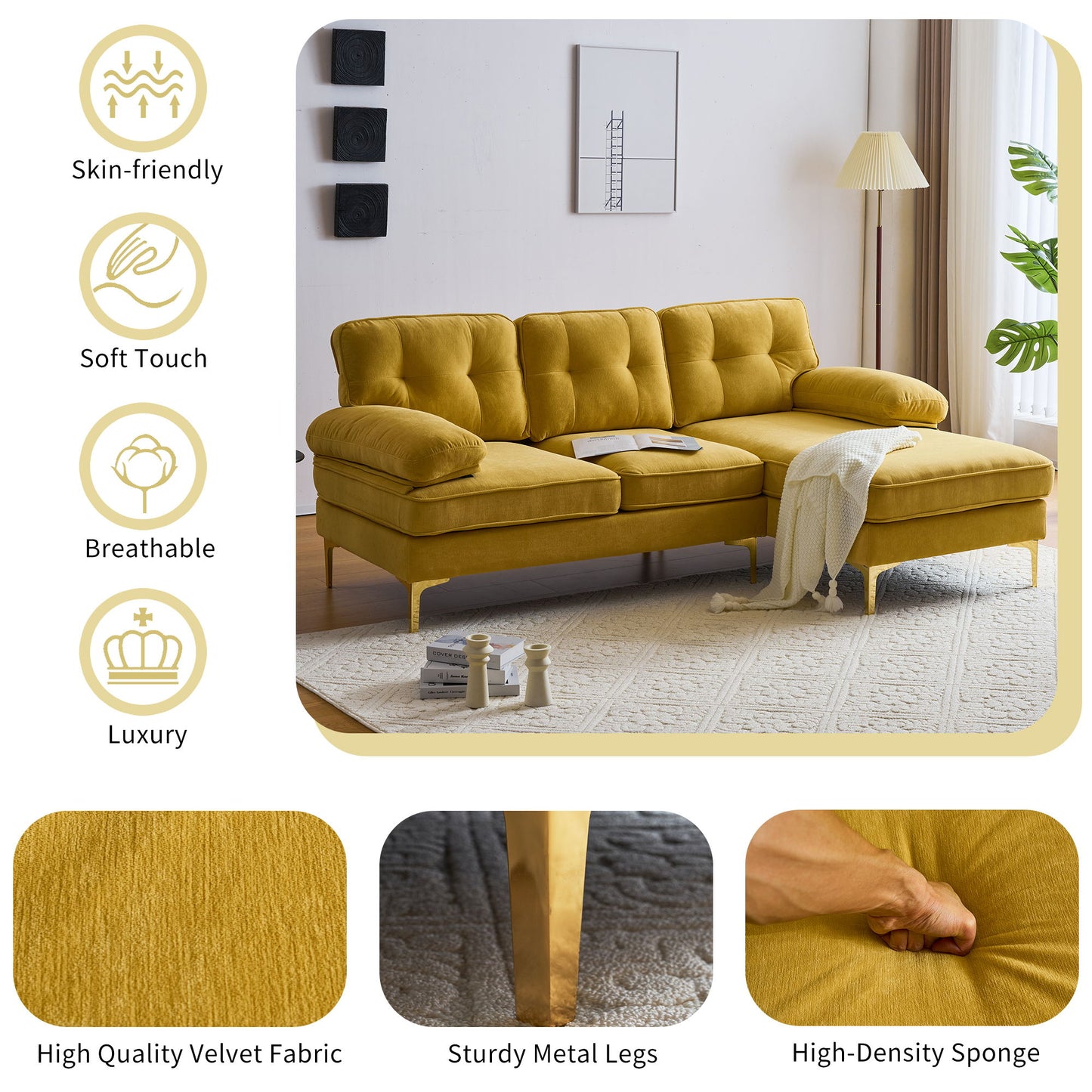 Modern L Shaped Sectional Sofa For Living Room