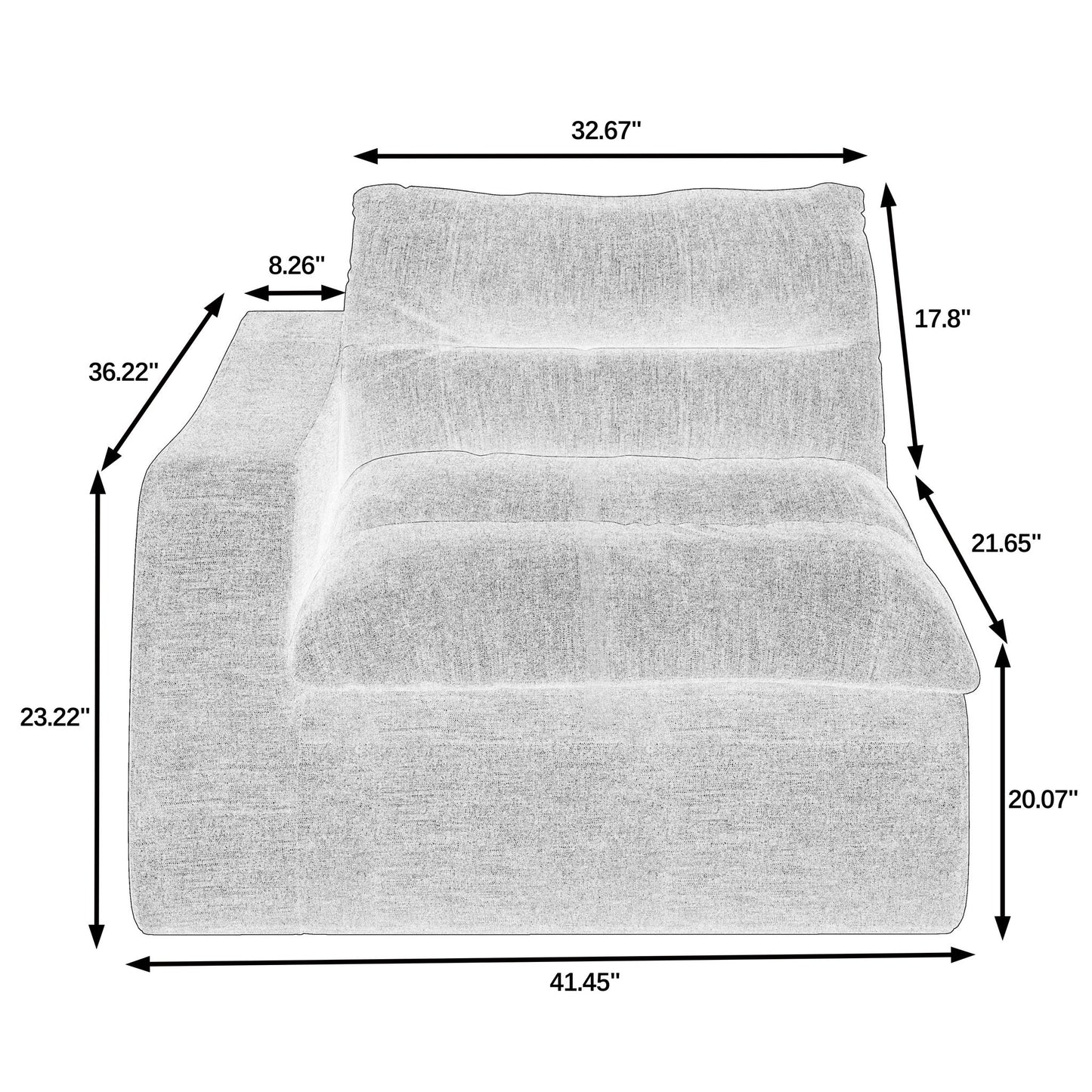 Modern Lazy Floor Sofa With Right Arm, Comfortable Beanbag Lounge