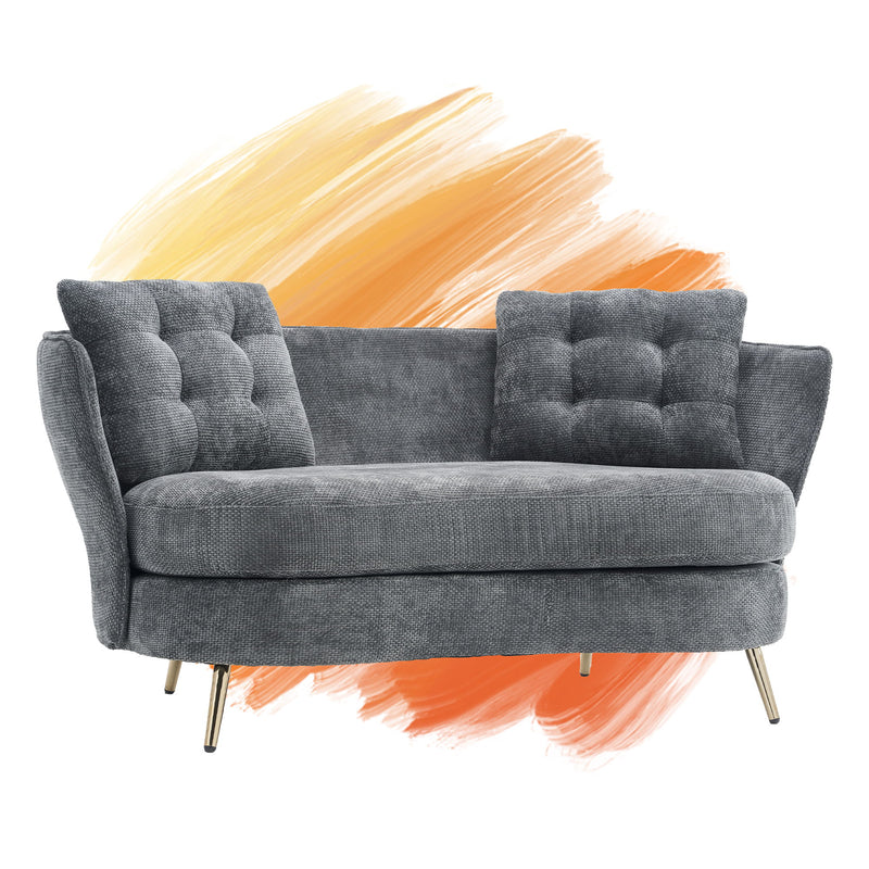Loveseat Sofa, Upholstered Couch With Metal Legs