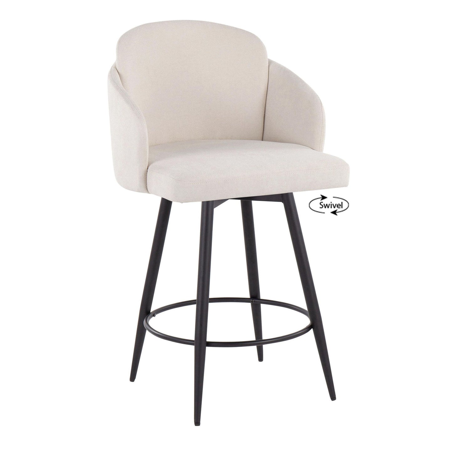 Dahlia - Contemporary Fixed Height Counter Stool With Round Footrest (Set of 2)