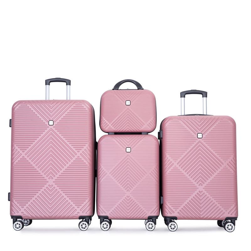 4 Piece Lightweight Suitcase, Makeup Box, Aircraft Wheels