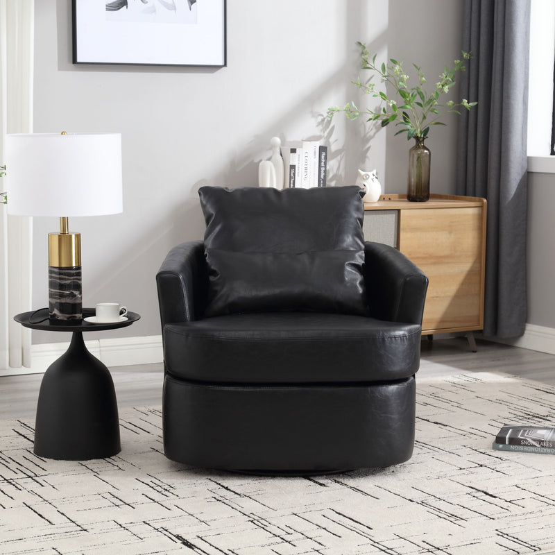 Modern Barrel Comfy Round Accent Sofa Chair, 360 Degree Swivel