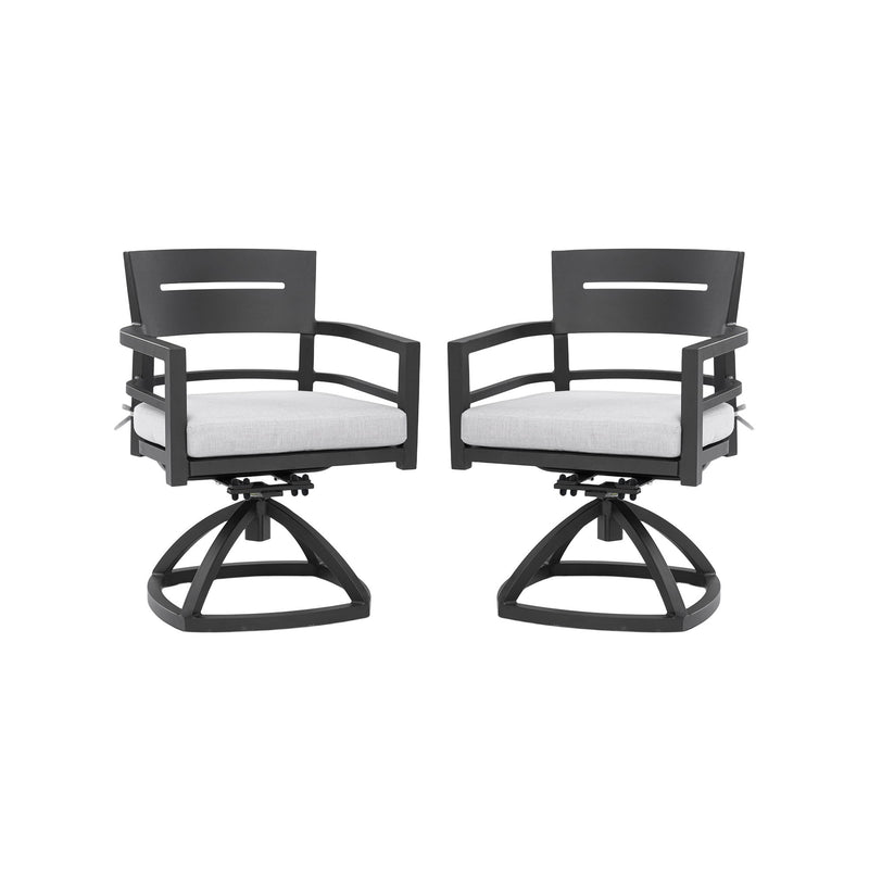 Outdoor Patio Swivel Rocker With Outdoor Grade Sunbrella Fabric Cushions (Set of 2) - Ember Black