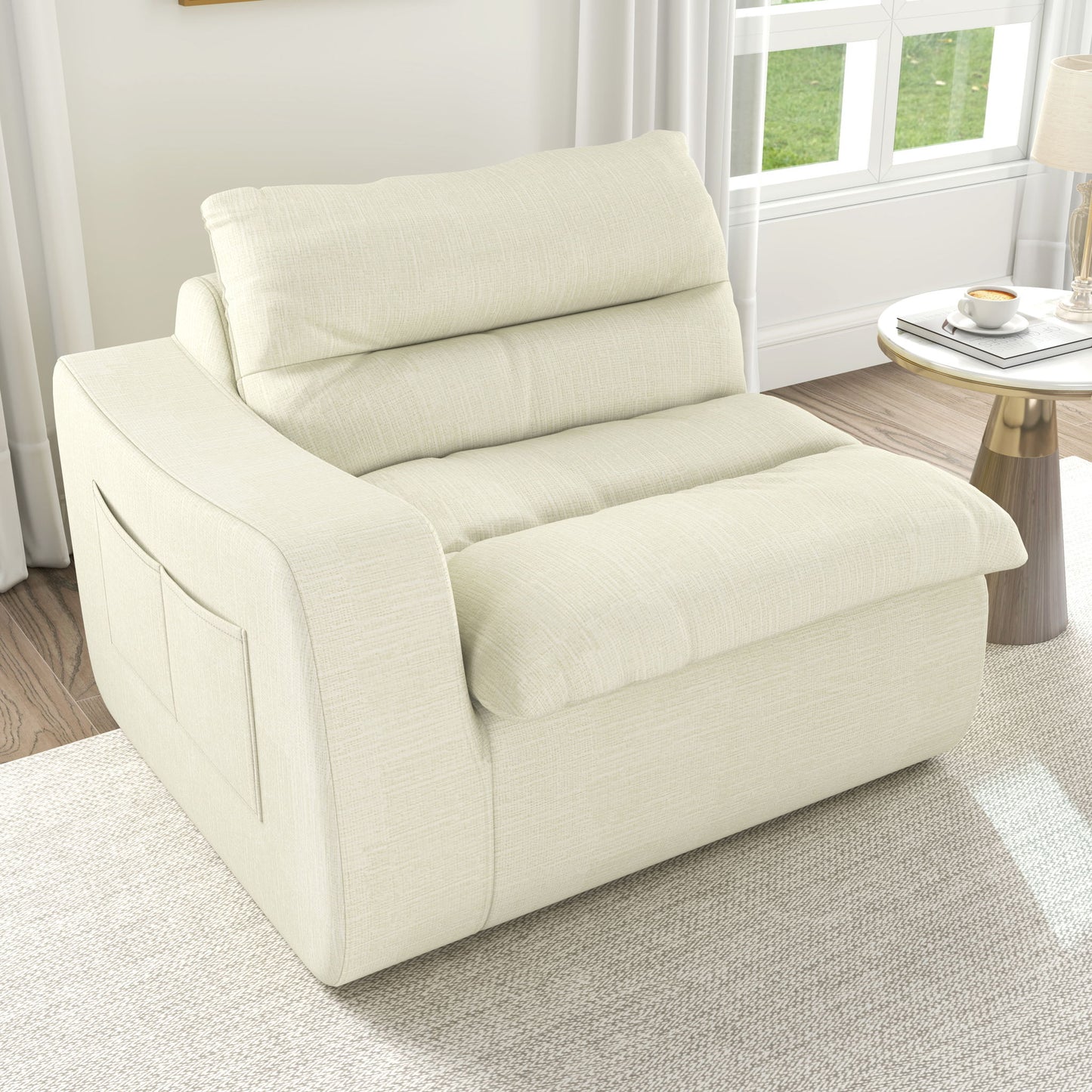 Modern Lazy Floor Sofa With Right Arm, Comfortable Beanbag Lounge