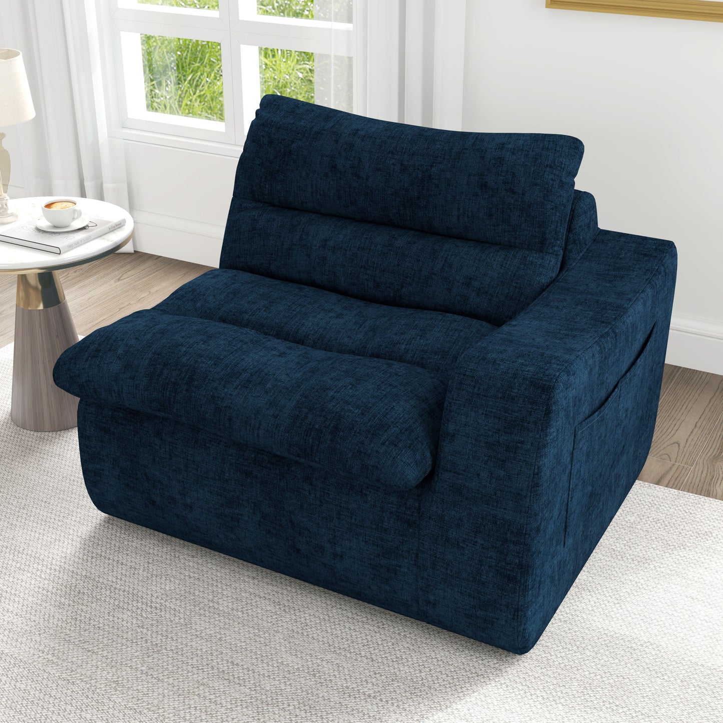 Modern Lazy Floor Sofa With Right Arm, Comfortable Beanbag Lounge
