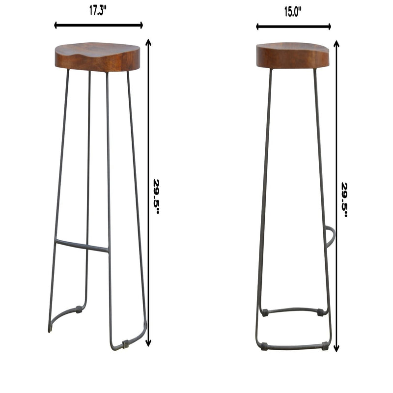Industrial Chunky Bar Stool - Chestnut