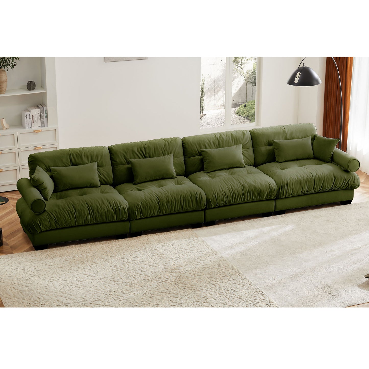 Super Comfort Oversized Modular Velvet Sectional Sofa, Deep Seat Convertible L Shaped Couch