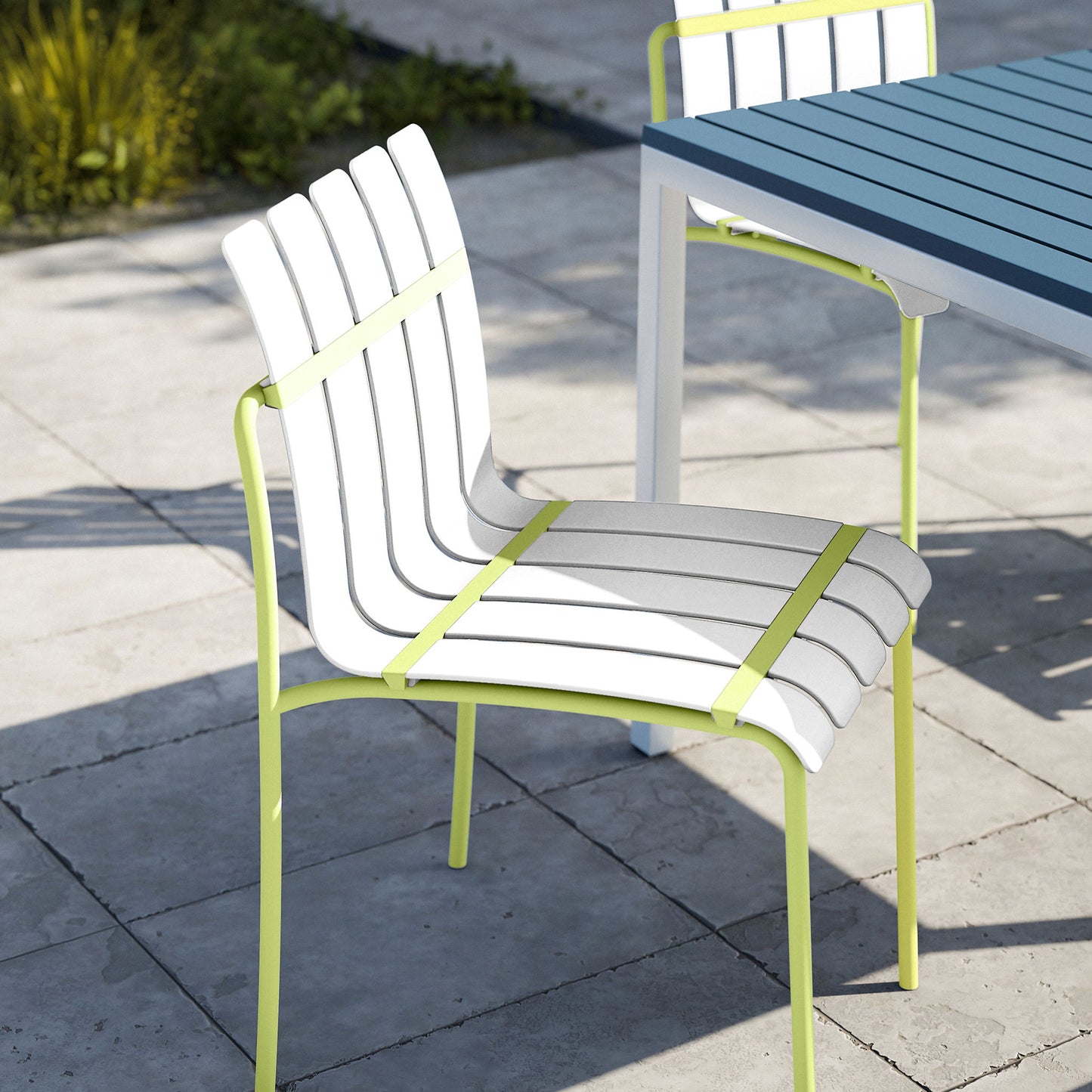 4 Piece Set Of Modern Color Block Designed Single Chairs, UV Resistant And Rust Proof - Grain Yellow / White