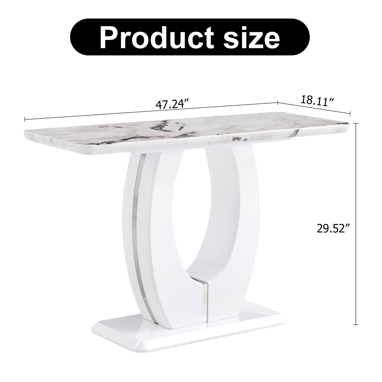 Modern Simple Glossy Rectangular Counter Bar Table For Living Room Bedroom Office Bathroom - White