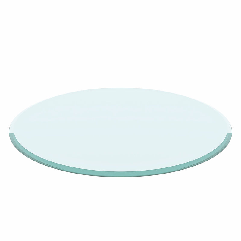 36" Round Tempered Glass Table Top Black Glass Thick Beveled Polished Edge