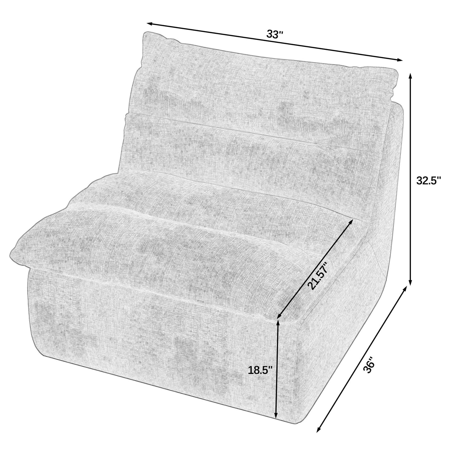 Modern Armless Lazy Floor Sofa Lounge Chair Comfy Bean Bag Couch For Living Room Bedroom Salon Office - Beige