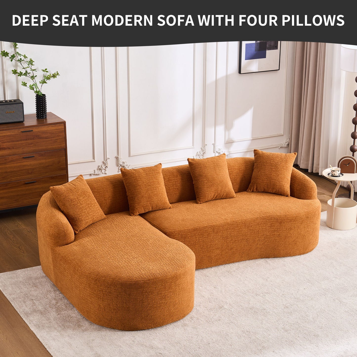 Combined Sofa With 4 Pillows
