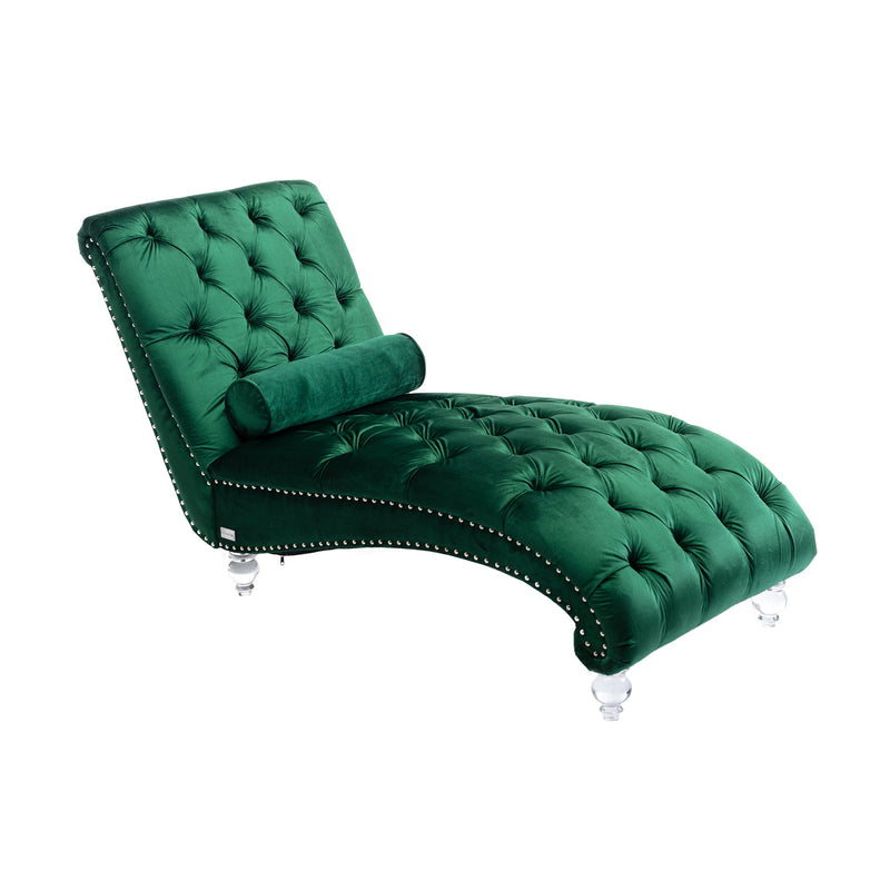 Velvet Chaise Lounge Indoor, Button Tufted Upholstered Chaise Lounge Chair With Pillow