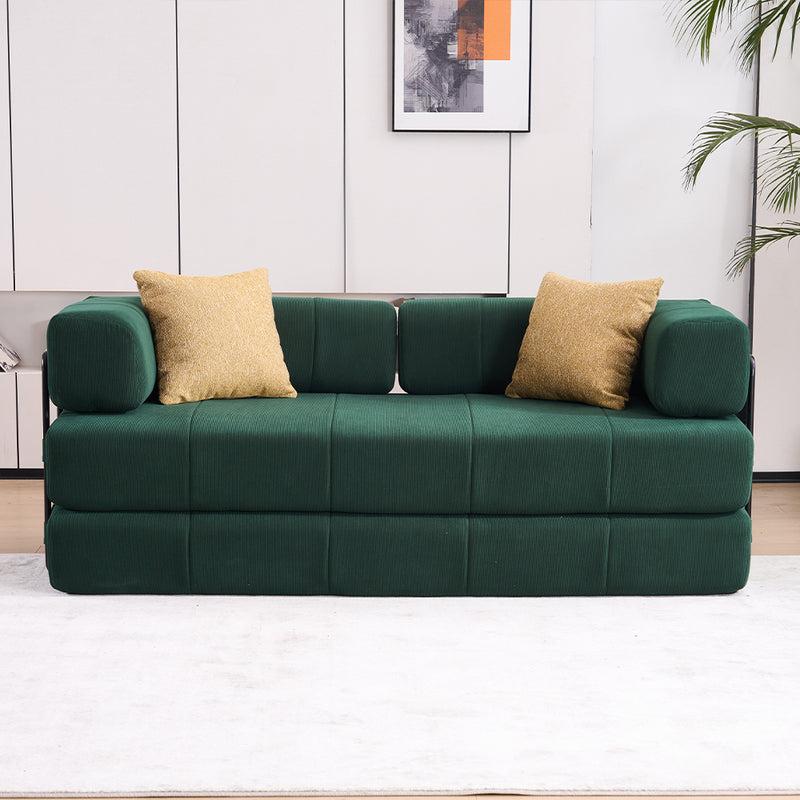 Folding Sofa Bed, 78.5' Convertible Couch Bed with 2 Pillows, Fold Out Couch, Foam Spring Floor Mattress, Futon Couch for Living Room, Office, Apartment