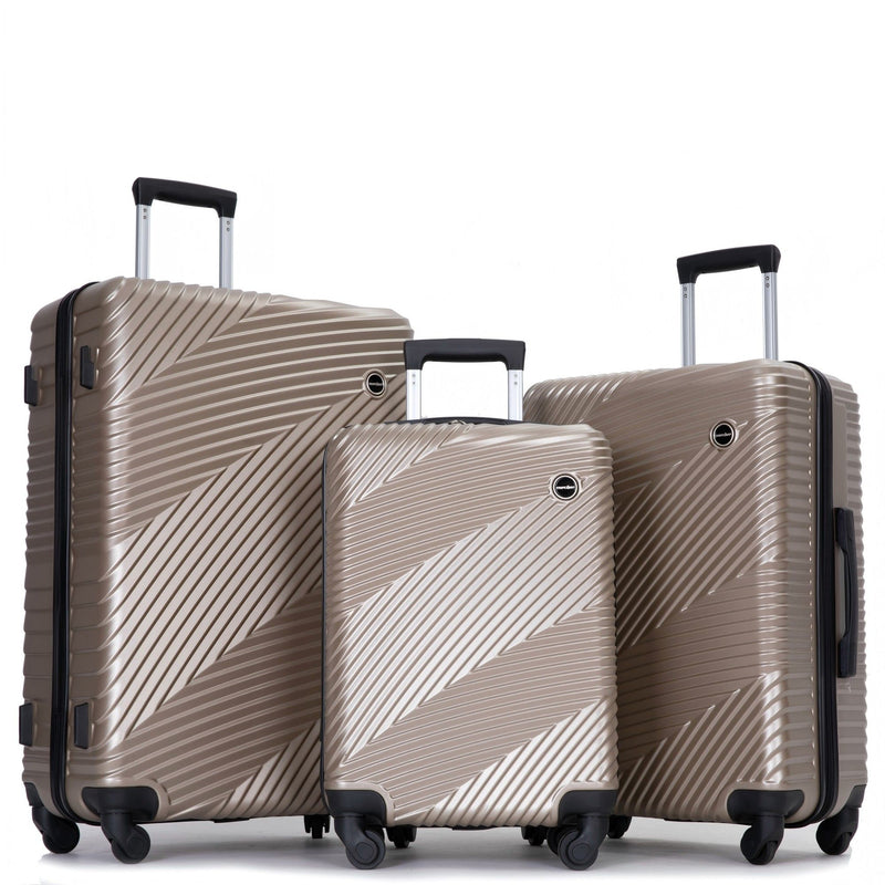 3 Piece Luggage Sets Lightweight Suitcase With Two Hooks, Spinner Wheels,