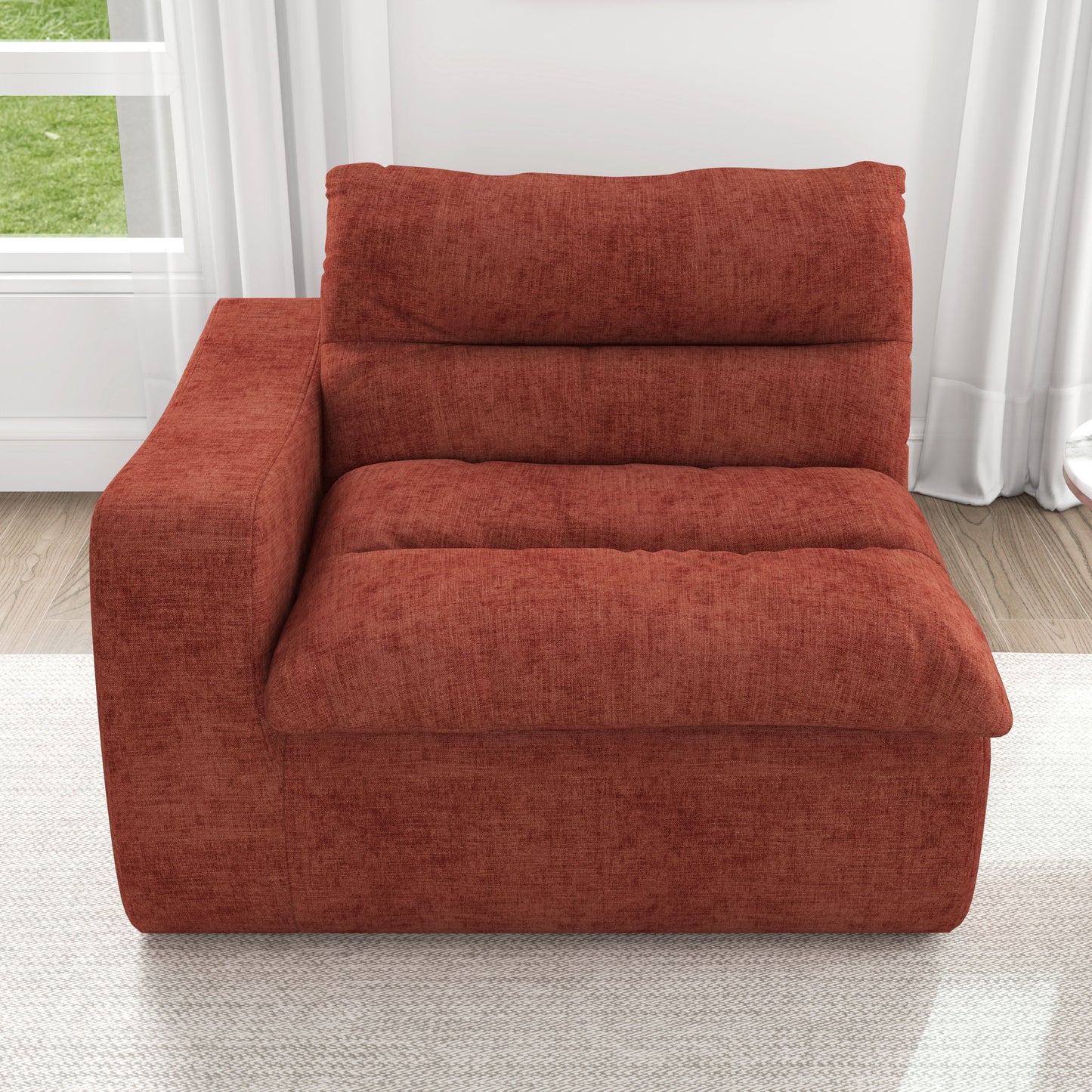 Modern Lazy Floor Sofa With Right Arm, Comfortable Beanbag Lounge