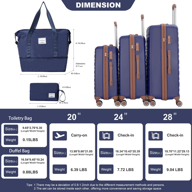 5 Piece Set Hardshell Carry On Luggage Set With Tsa Lock