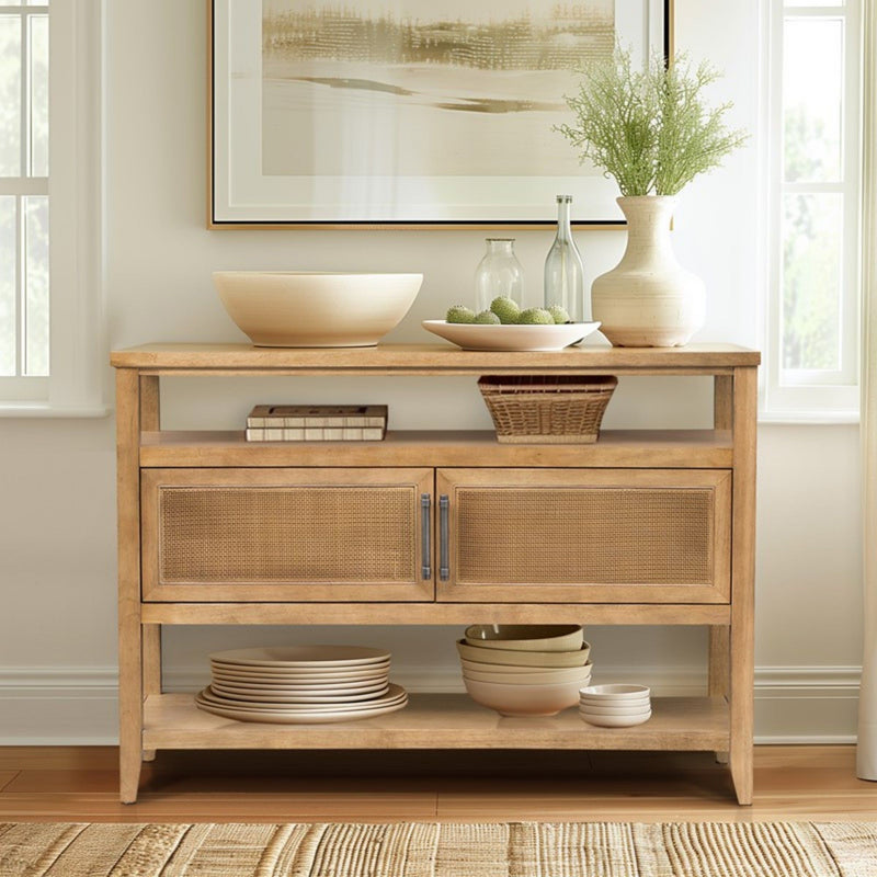 Naomi - 2 Door Storage Console Table With Ample Shelving - Natural