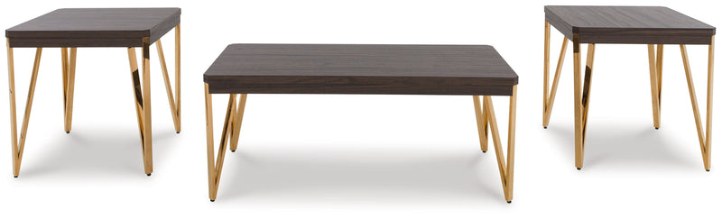 Bandyn - Occasional Table Set (Set of 3) - Brown / Champagne