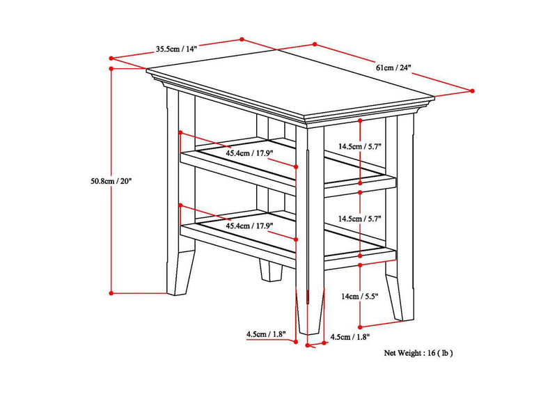 Acadian - Narrow Side Table, Handcrafted