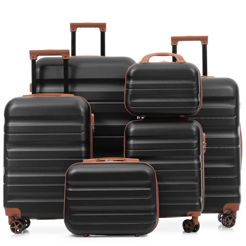 6-Piece ABS Hardshell Luggage Set - Lightweight & Durable Suitcases with Dual Spinner Wheels, Carry-On & Check-In Sizes for Travel & Business