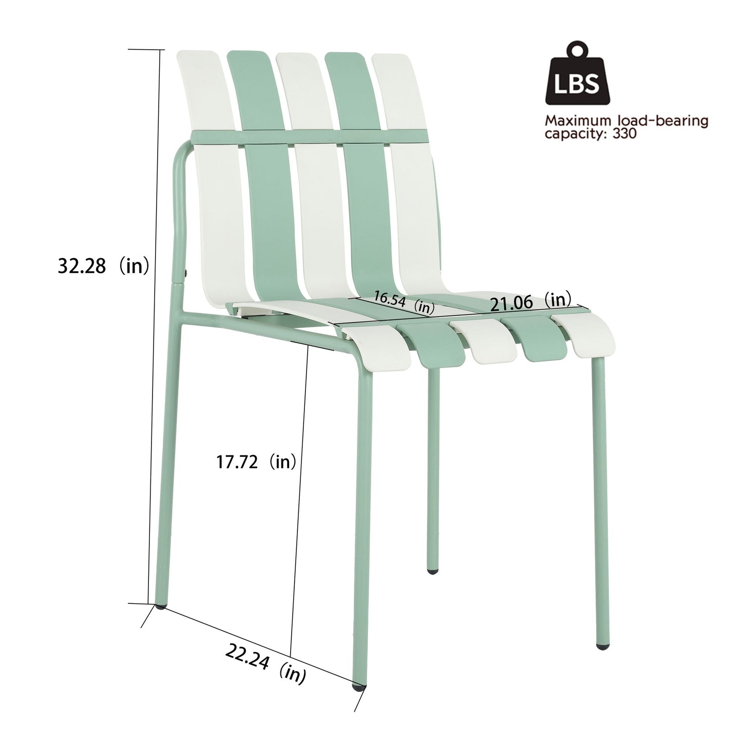 4 Piece Set Of Single Chairs With Modern Color Blocking Design, UV Resistant And Rust Proof - Haze Green / White
