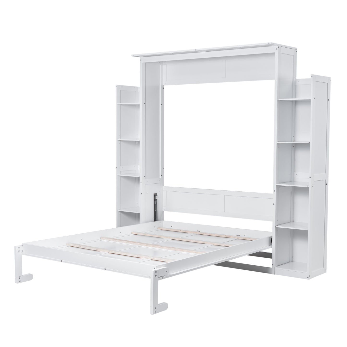 Wall Murphy Bed With Shelves And LED Lights