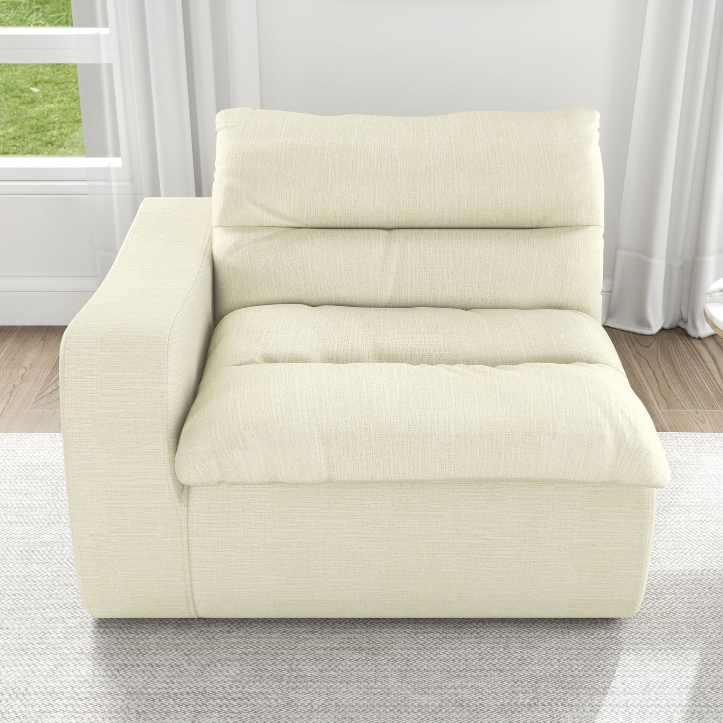 Modern Lazy Floor Sofa With Right Arm, Comfortable Beanbag Lounge