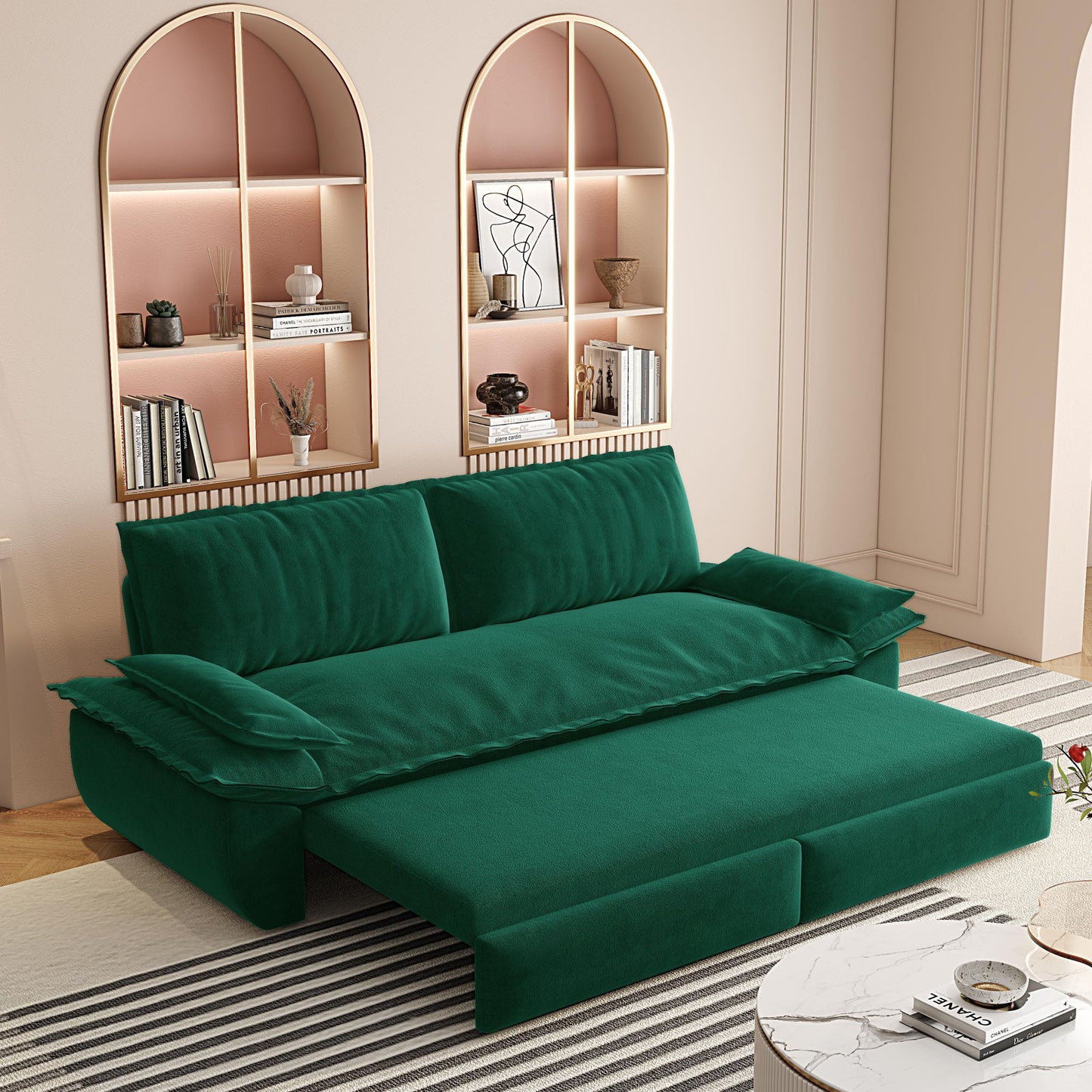 Queen Pull Out 3 In 1 Convertible Sleeper Sofa, Multi-Functional