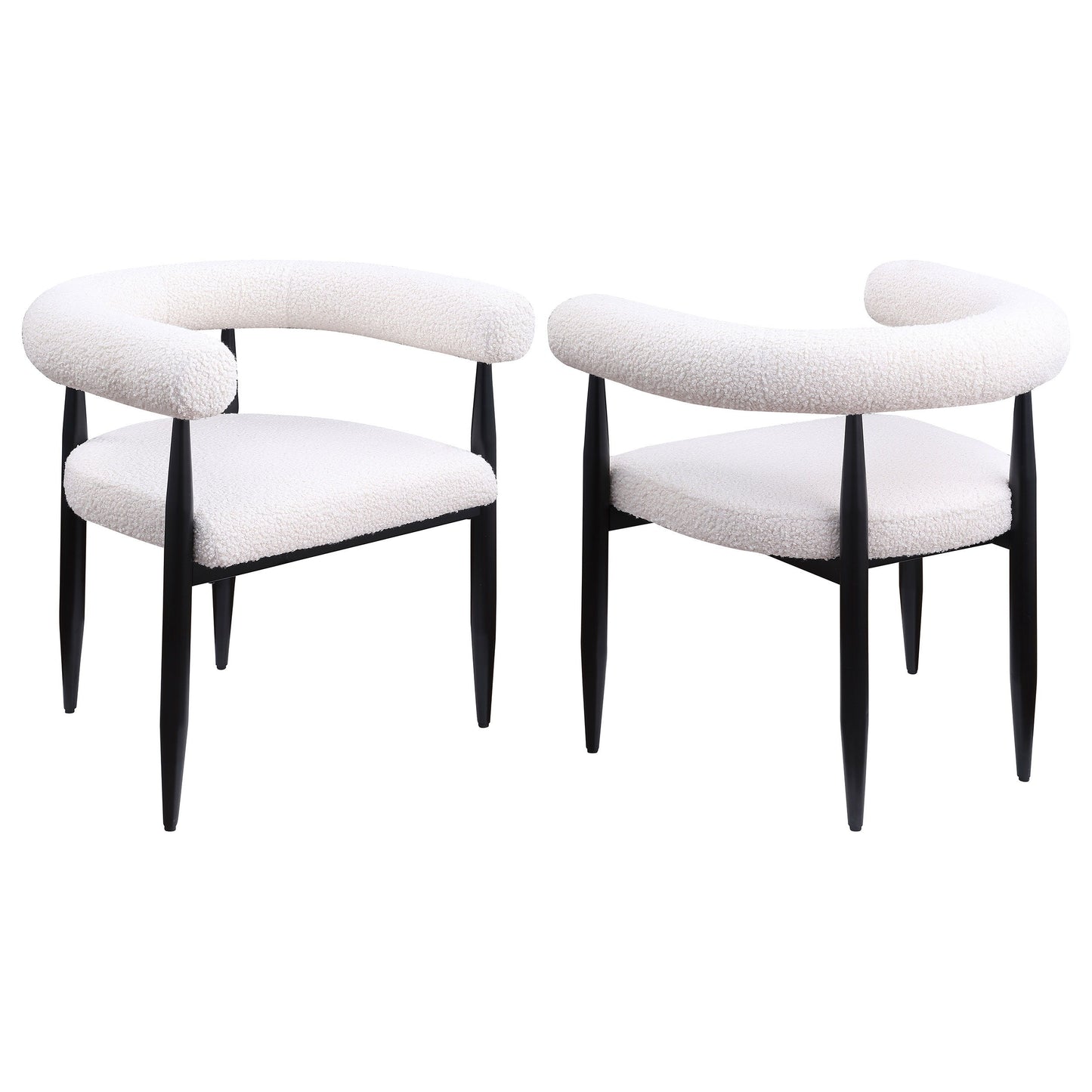 Dunmore - Boucle Upholstered Dining Arm Chair (Set of 2) - Cream