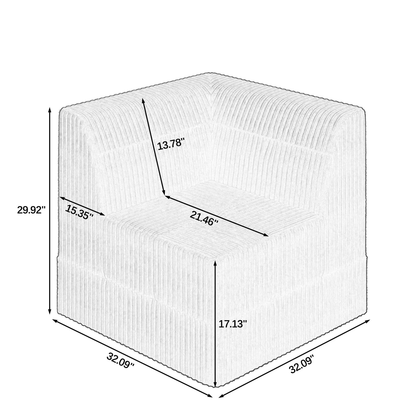 Modern Minimalist Corduroy Corner Sofa Sleeper