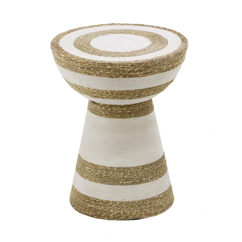 Wren - Striped Side Table - Natural / White