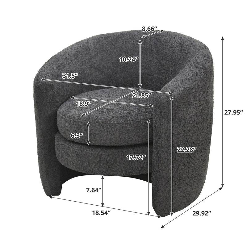 Affinity Modern Curved Back Upholstered Accent Chair With Soft Cozy Boucle Fabric - Dark Gray