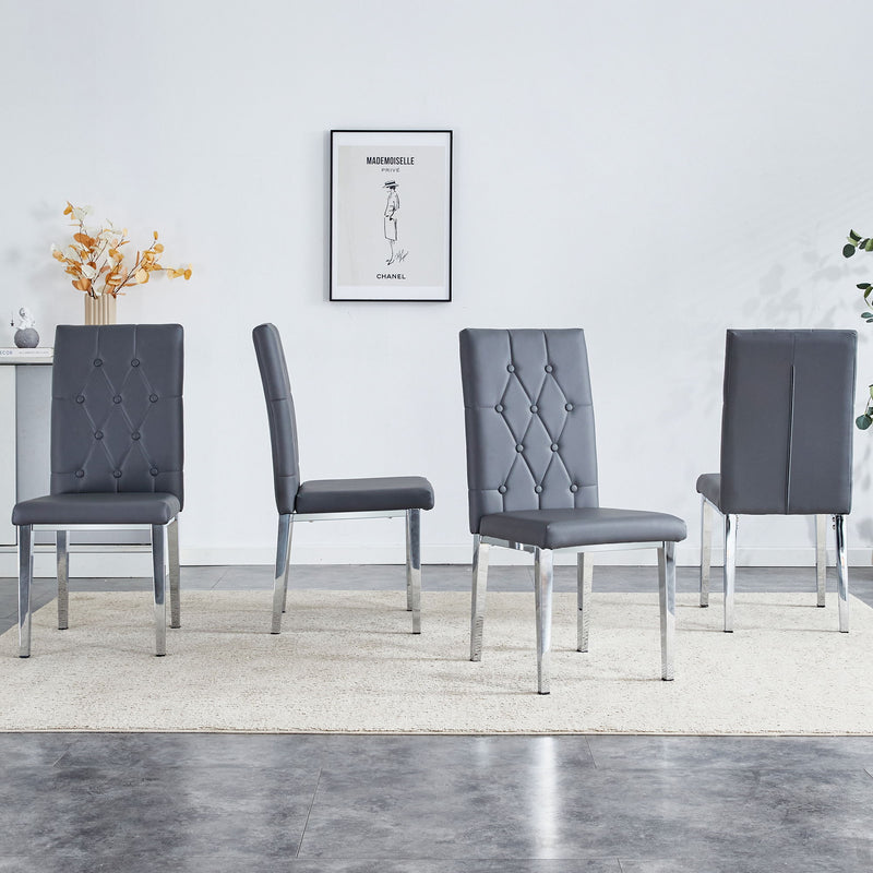 Vintage Style Armless Dining Chairs Set With Grid And Buckle Design