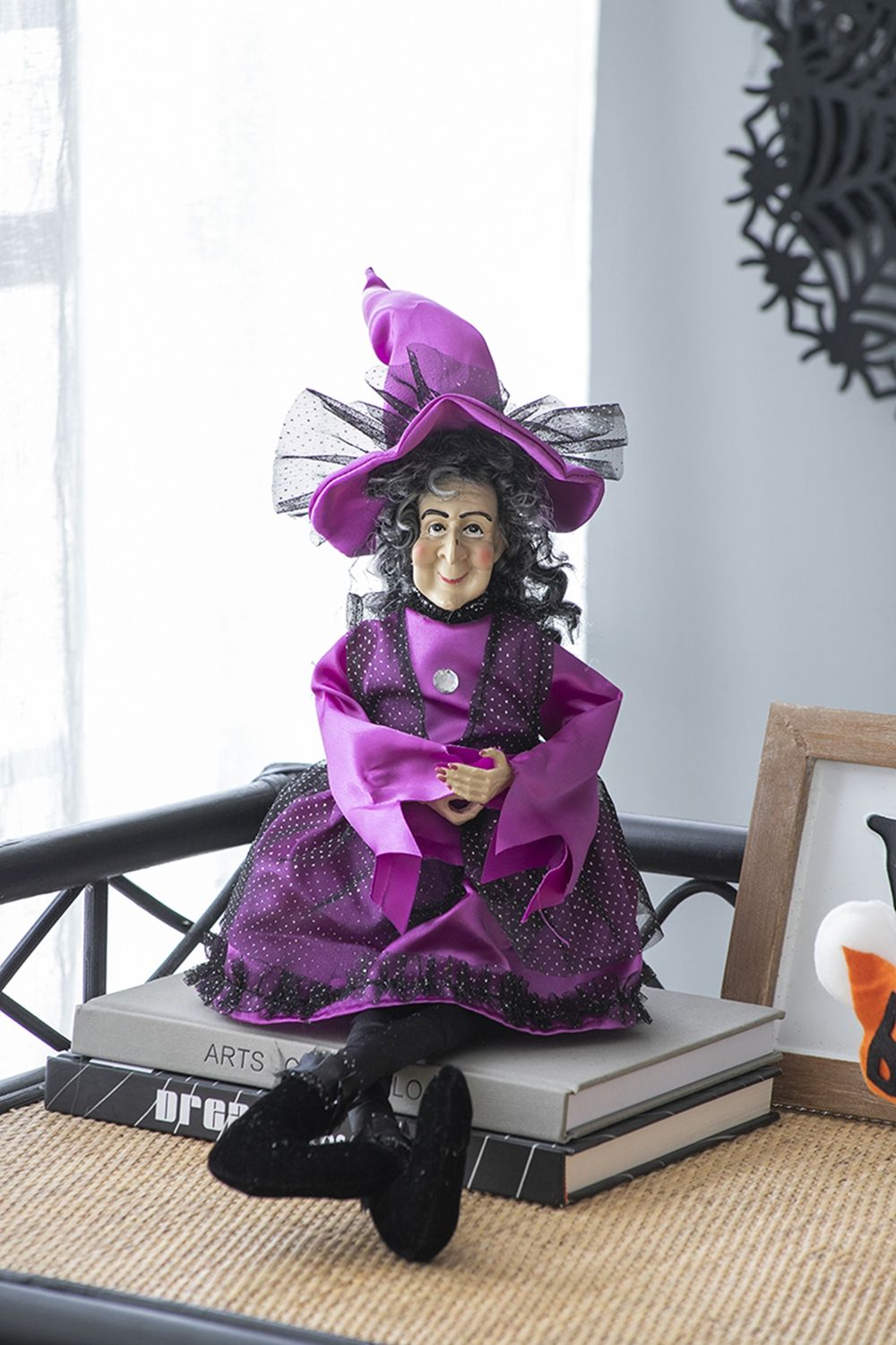 Halloween Witch Decor (Set of 3) - Black / Orange / Purple