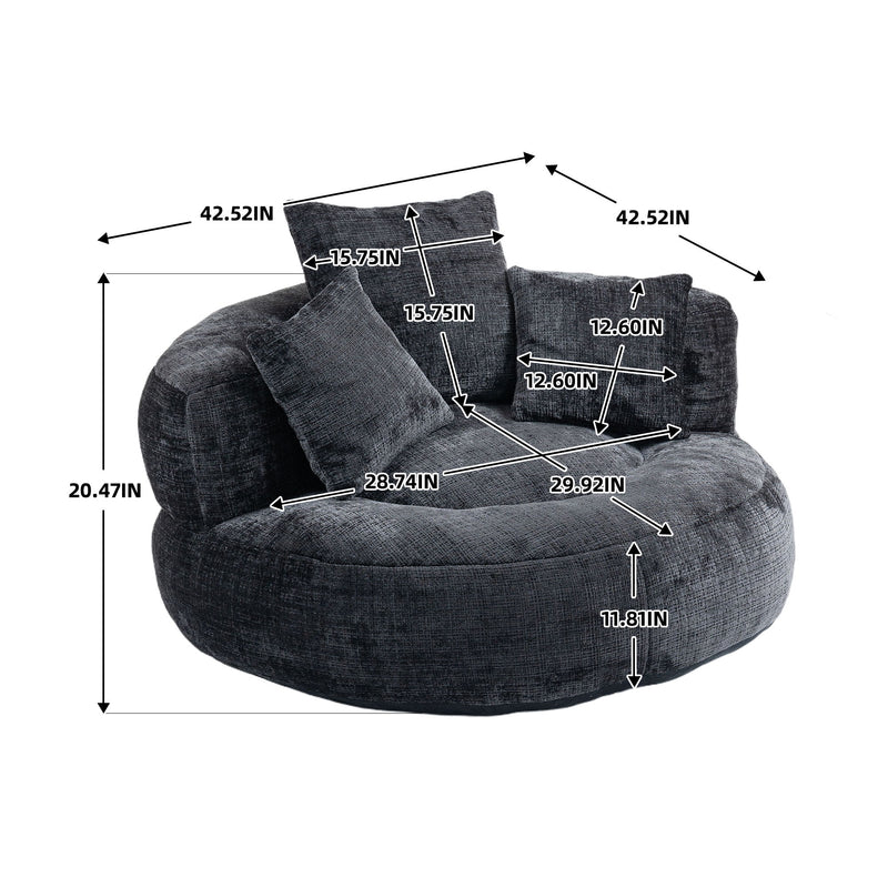 Lazy Sofa High Back Bean Bag Chair Couch With 3 Pillows