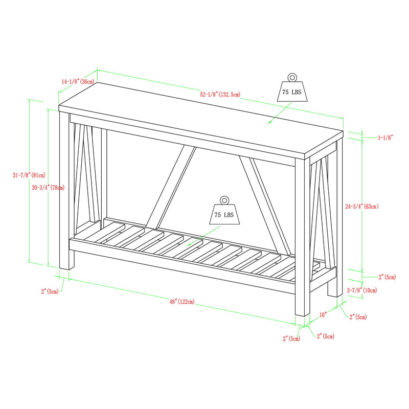 Farmhouse A Frame Entry Table With Lower Shelf