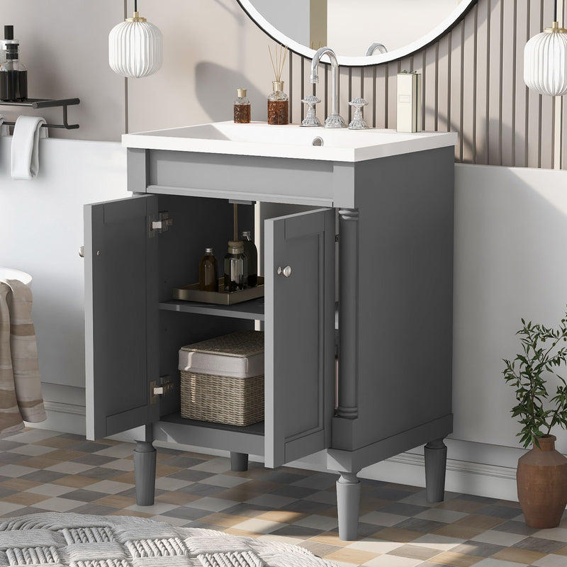 Bathroom Vanity With Top Sink, 2-Tier Modern Bathroom Storage Cabinet