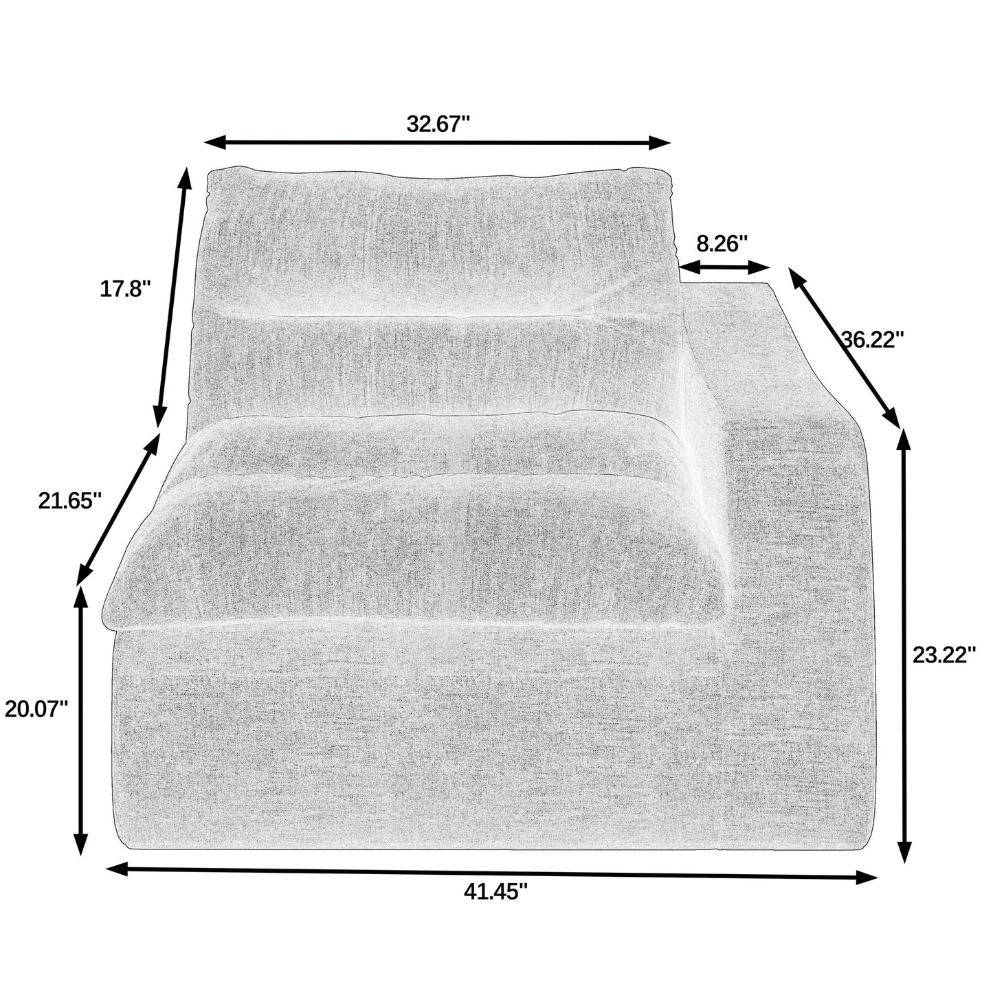 Modern Lazy Floor Sofa With Right Arm, Comfortable Beanbag Lounge