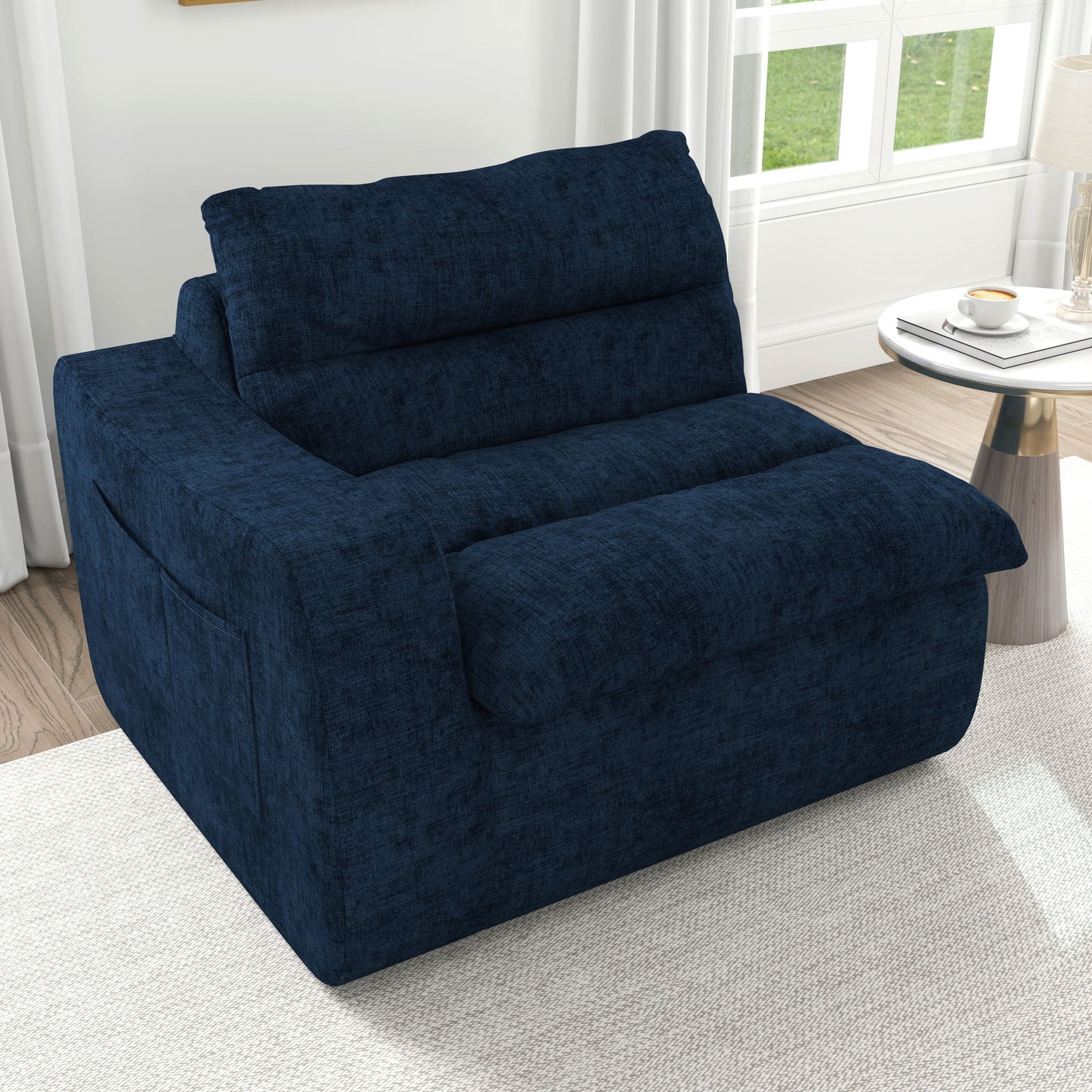 Modern Lazy Floor Sofa With Right Arm, Comfortable Beanbag Lounge