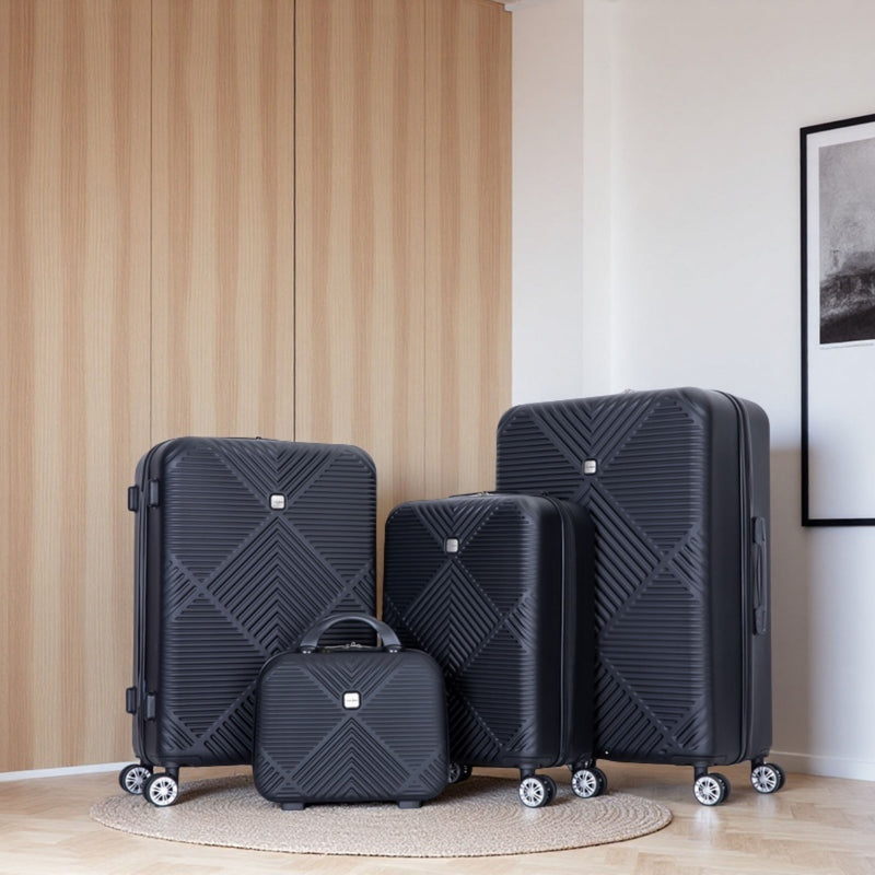 4 Piece Lightweight Suitcase, Makeup Box, Aircraft Wheels