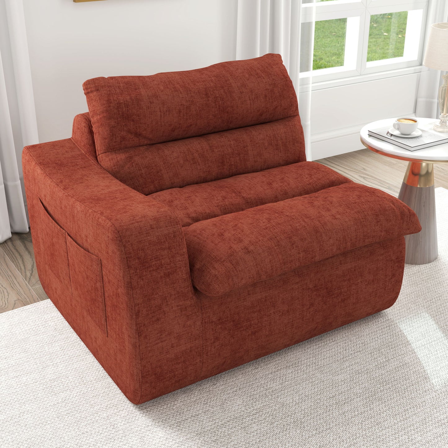 Modern Lazy Floor Sofa With Right Arm, Comfortable Beanbag Lounge
