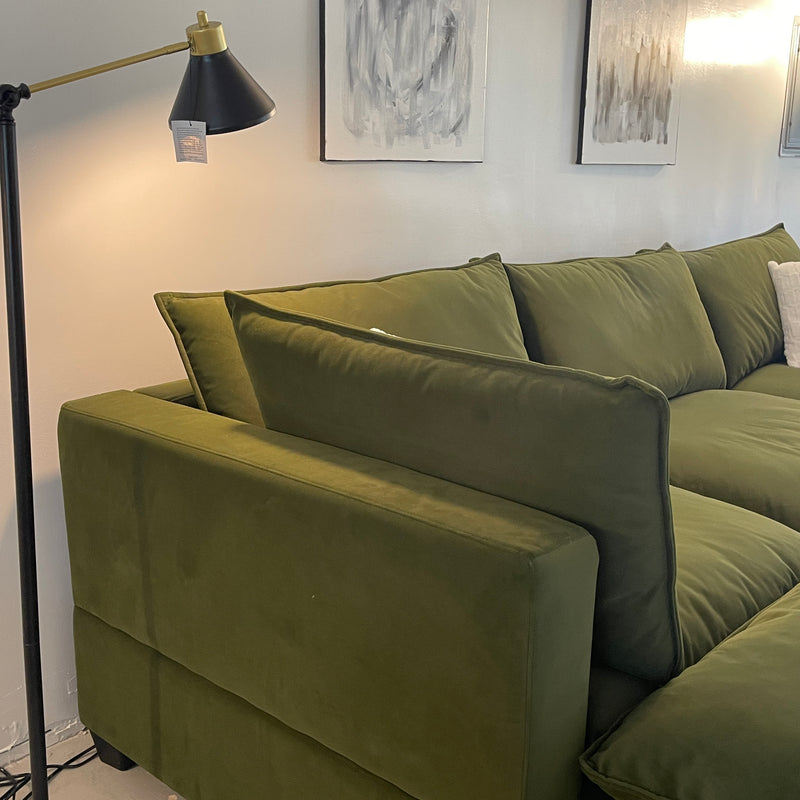 Olive Green Velvet Cloud Sectional