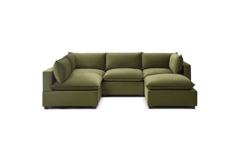 Olive Green Velvet Cloud Sectional