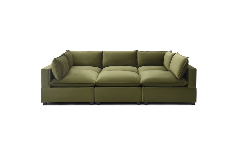 Olive Green Velvet Cloud Sectional