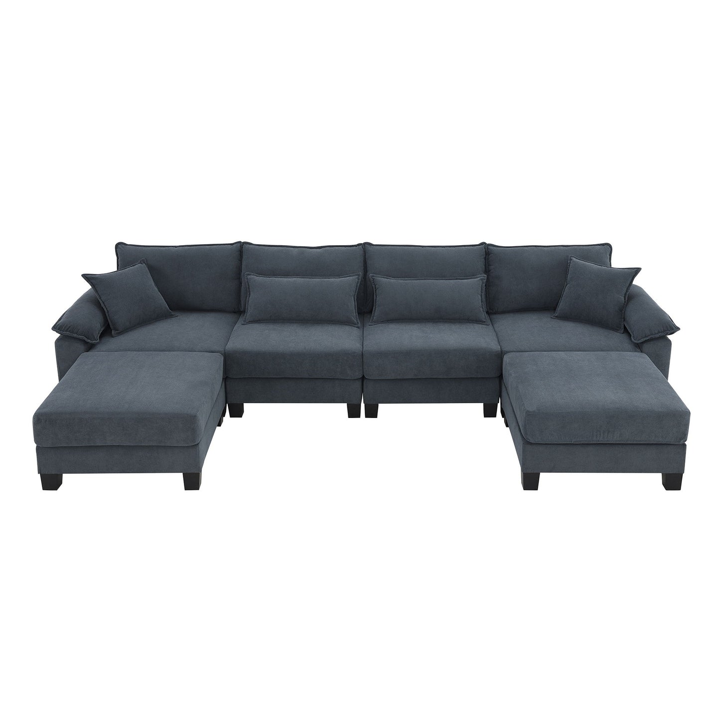 Wide Seat Modular Sectional Bed Sleeper Couch Set With Armrest Pillow 6 Seat, Free Combination Sofa With Ottomans Oversized