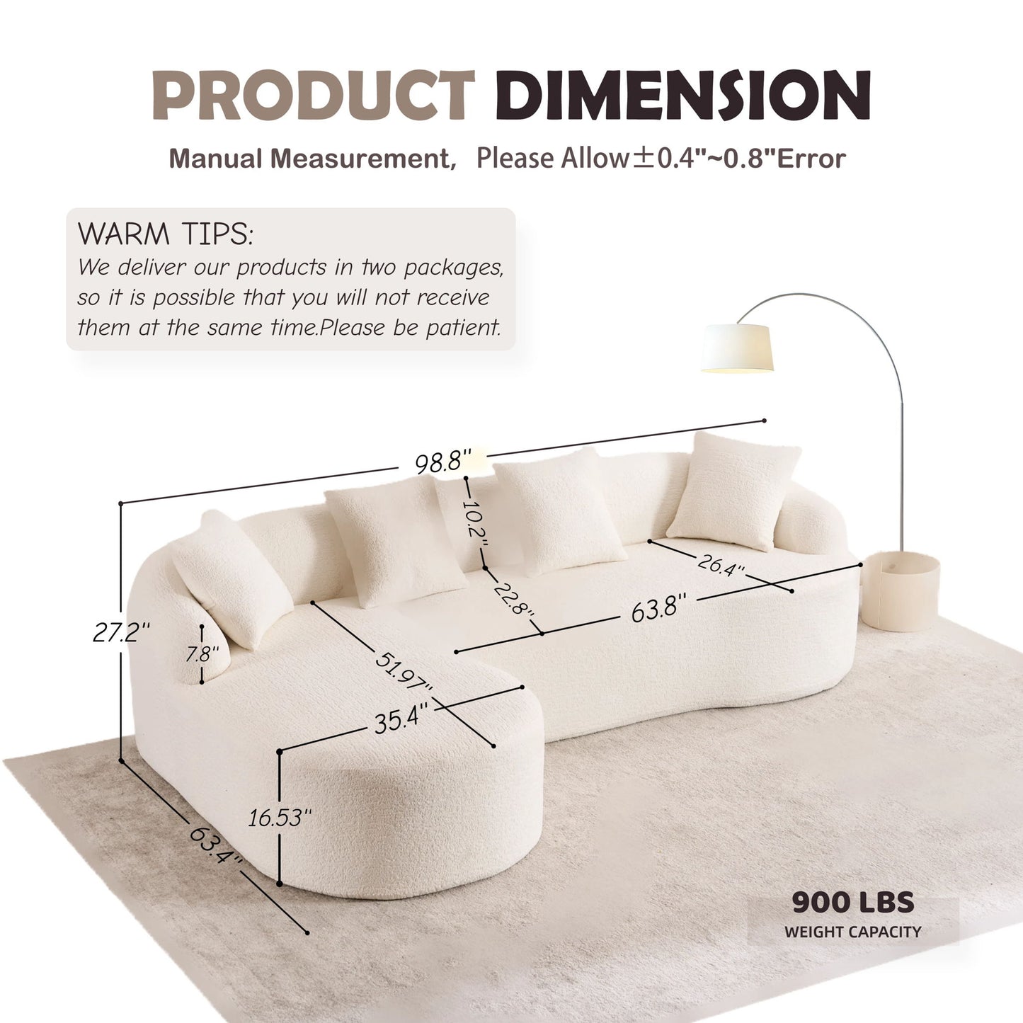 Combined Sofa With 4 Pillows