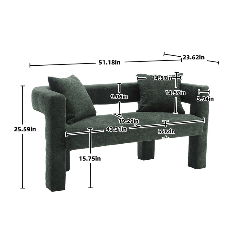 Modern Chenille Loveseat Sofa, Comfy Upholstered 2 Seater