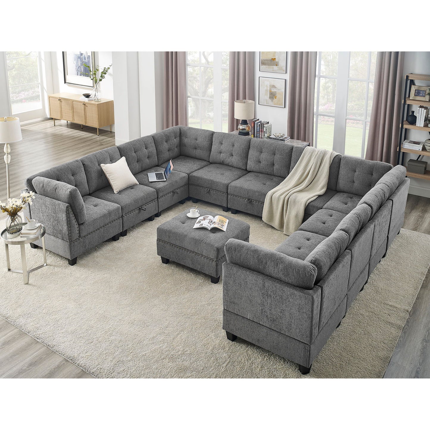 Modern Style 2400V S Gy Sectional Sofa With Modular Design - Gray