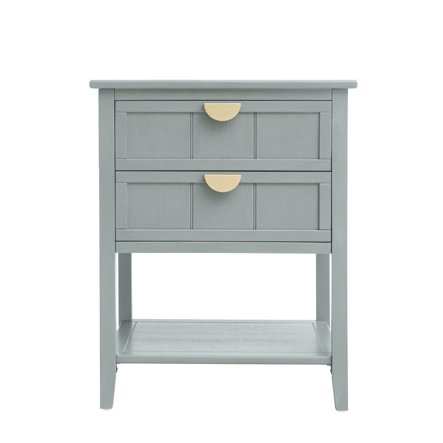2 Drawer Side Table, American Style, End Table, Suitable For Bedroom, Living Room, Study